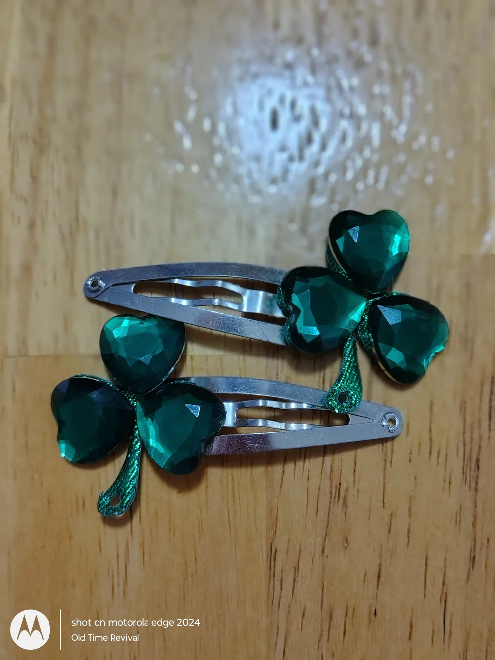 Shamrock Hair Clips Green Rhinestone Y2K Aesthetic St Patricks Day Accessory